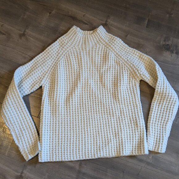 White Chunky Knit Mock Neck Sweater - Picture 2 of 5